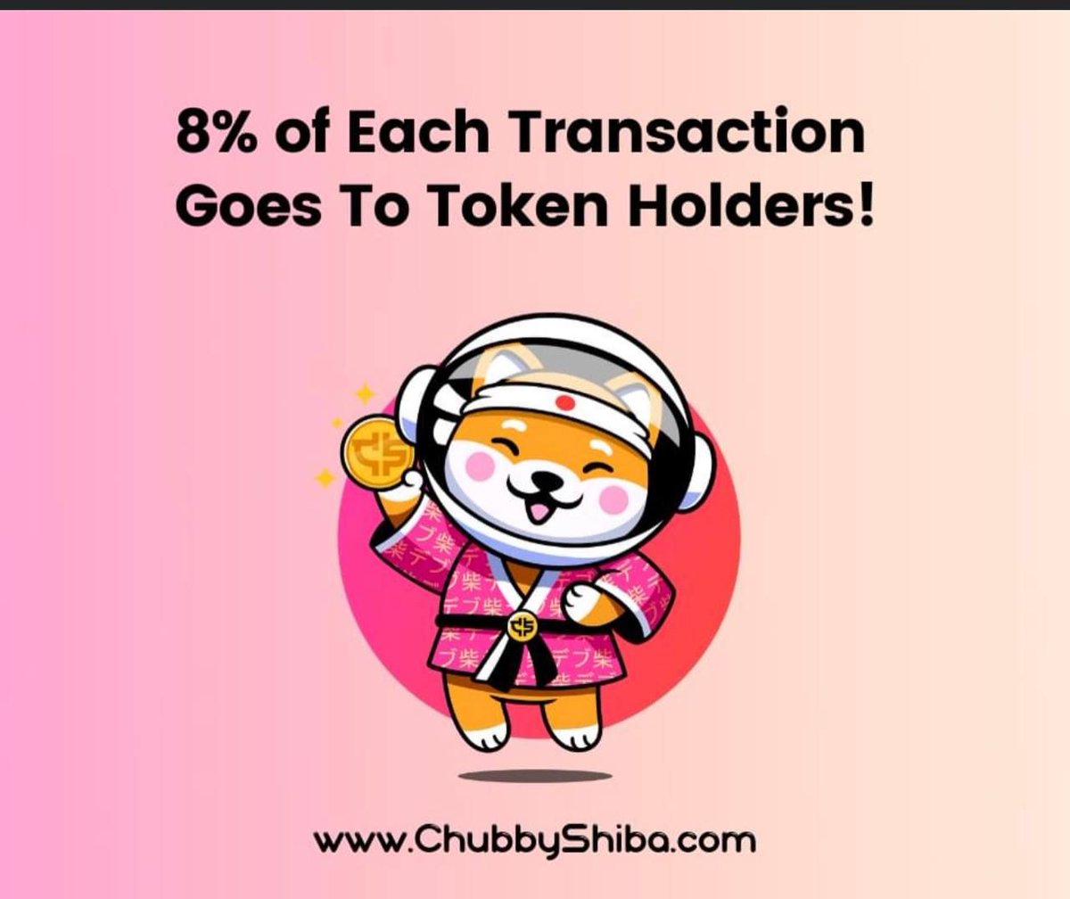 ATMLeung's tweet photo. Gotta love the new Chubby Shiba Tokenomics! Now holders get 8% back from each transaction and 2% to liquidity!

What other token out there gives back so much to the community? #ChubbyArmy

@ChubbyShibaBSC https://t.co/Uq1IvqYPKD