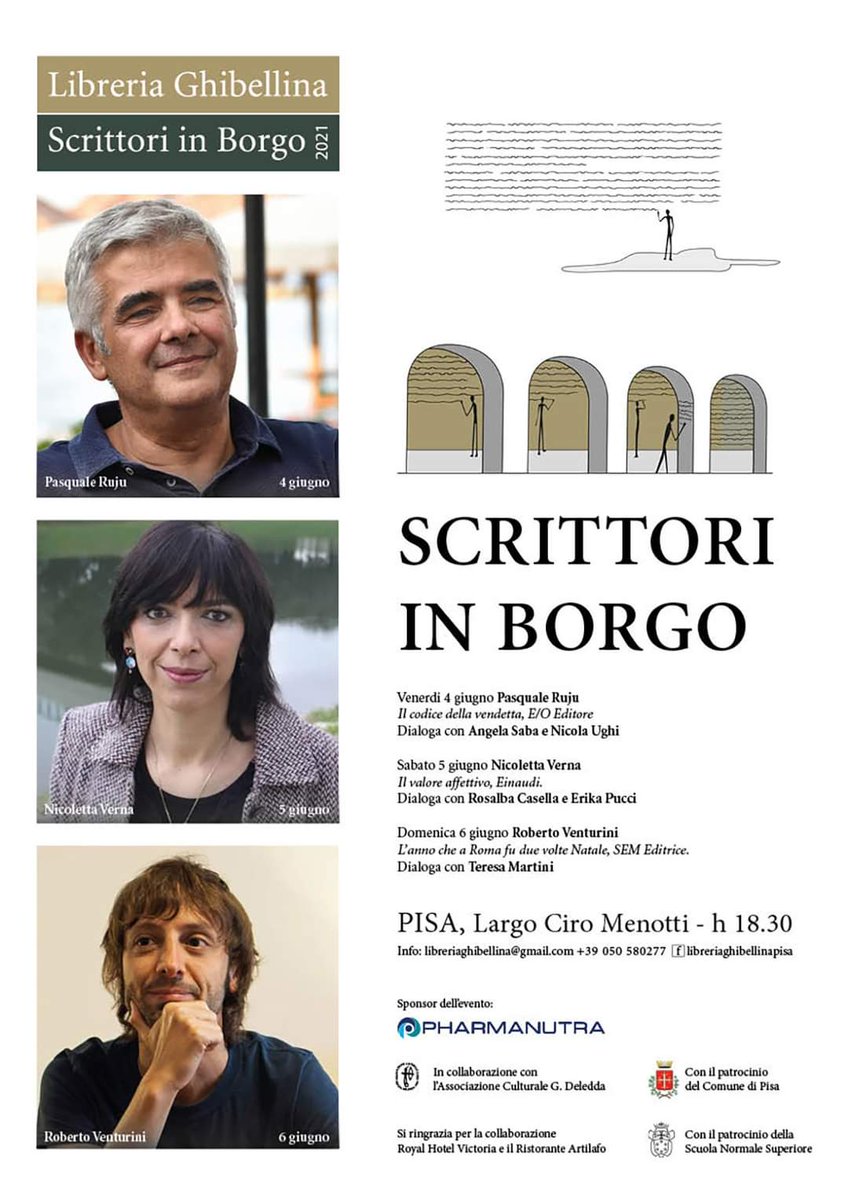 Scrittori In Borgo #Pisa ... La prima settimana con @PasqualeRuju @niconove2 e Roberto Venturini. Sono felice, emozionata e onorata❤️ Evviva❤️