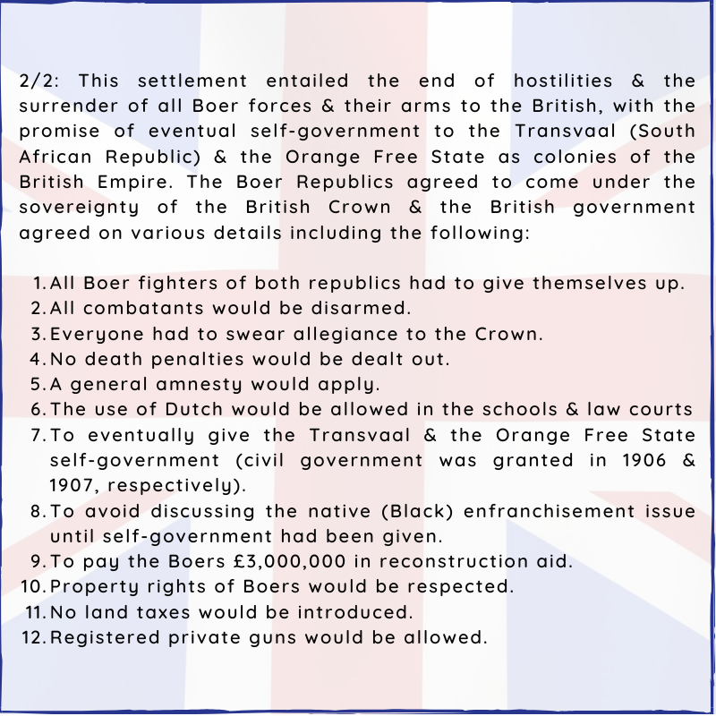 BritishHistorym's tweet photo. #otd 31 May 1902 – Second Boer War: The Treaty of Vereeniging ends the war and ensures British control of South Africa.

#SecondBoerWar #BoerWars #Britishhistory https://t.co/XQtq7hYXH6