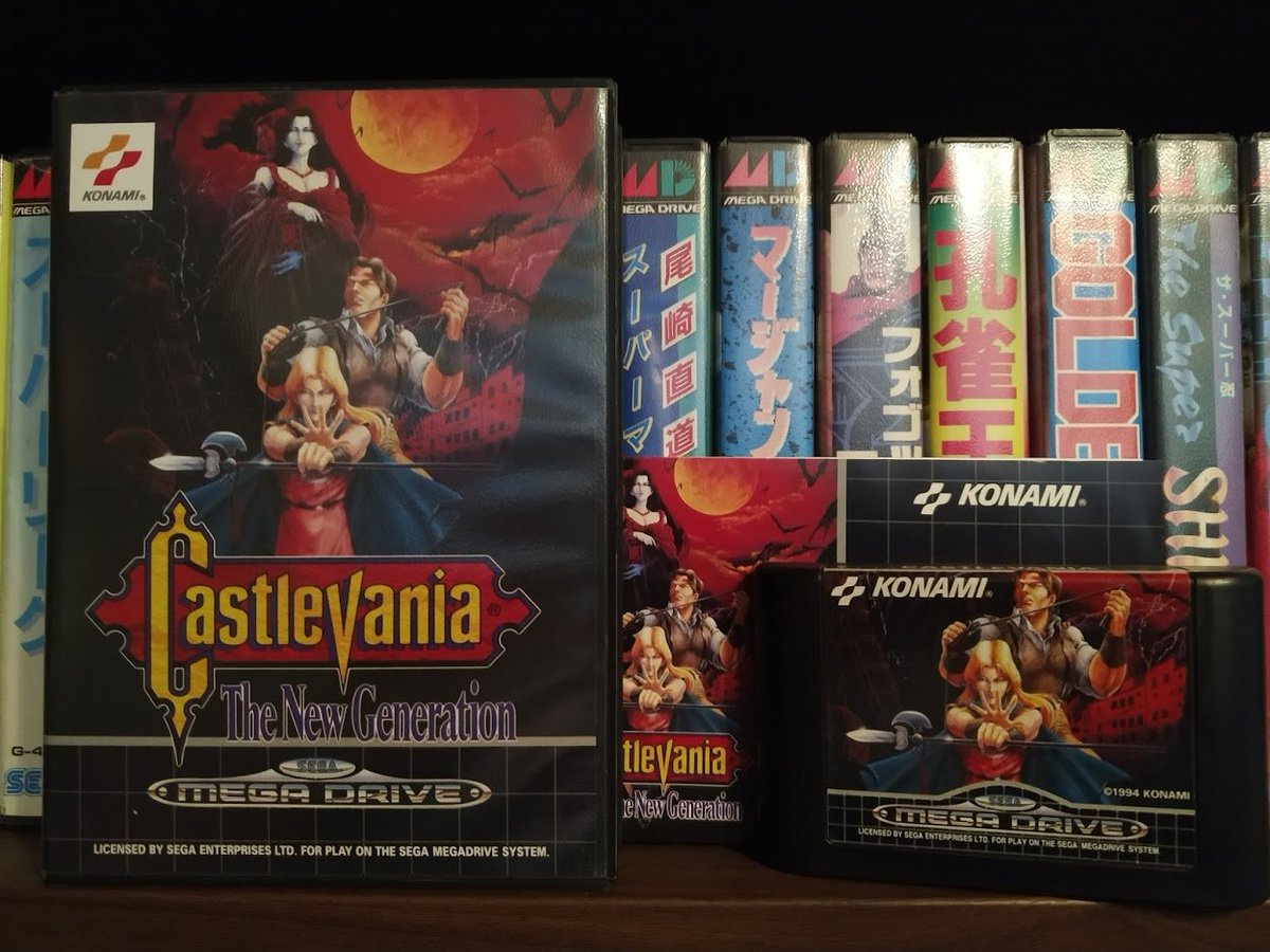 BimboFortuna's tweet photo. It's the last day of #MegaDriveMay, so let's wrap that up with a bang. #Castlevania is simply awesome. Even the slightly censored EU-version. It plays great, is full of ideas and that music..! One of the best in the whole series. I LOVE the box-art. #megadrivemonday #Retromontag https://t.co/gCTyUjMAQx