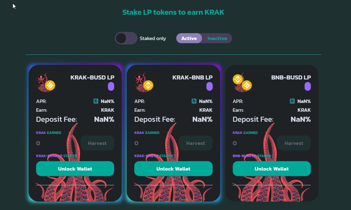 LuaScrypto's tweet image. New YIELDFARMING - KRAKEN

Farm launch in 24 hours 
ULTRA EARLY

KRAKEN SWAP

krakenswap.org

Supply : 500 🦑

INSANE APY, Token Still Low Price
#DeFi #YieldFarming #BSC     #BinanceSmartChain     #PancakeSwap