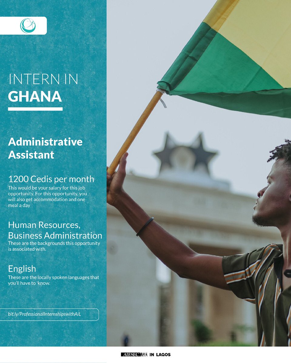 Work as an administrative assistant in Ghana, earn N85,000 monthly and develop a new perspective on West African culture. PS: You’ll also get to find out which Jollof is superior.😉 Apply to be a Global Talent here bit.ly/ProfessionalIn…