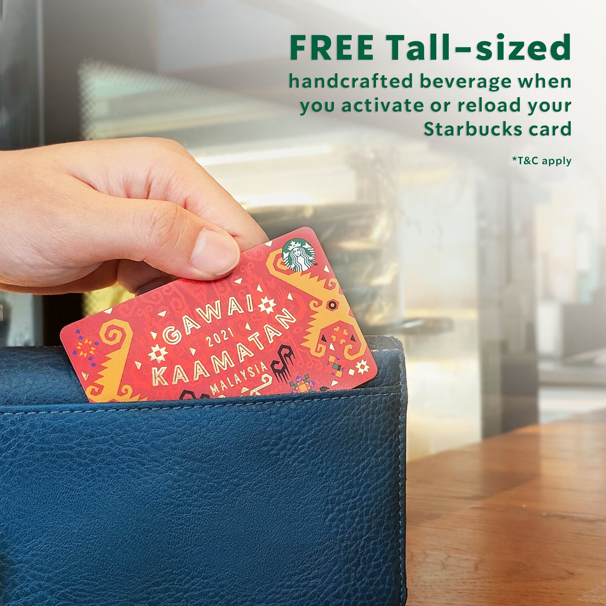 StarbucksMY's tweet photo. Today is the perfect day to be a Starbucks member! Get a FREE Tall-sized handcrafted beverage when you activate or reload RM100 into your Starbucks Card or Mobile App. ✨

Promotion date: 1st – 30th June 2021
*T&amp;C Apply https://t.co/F2jbhSdBlI