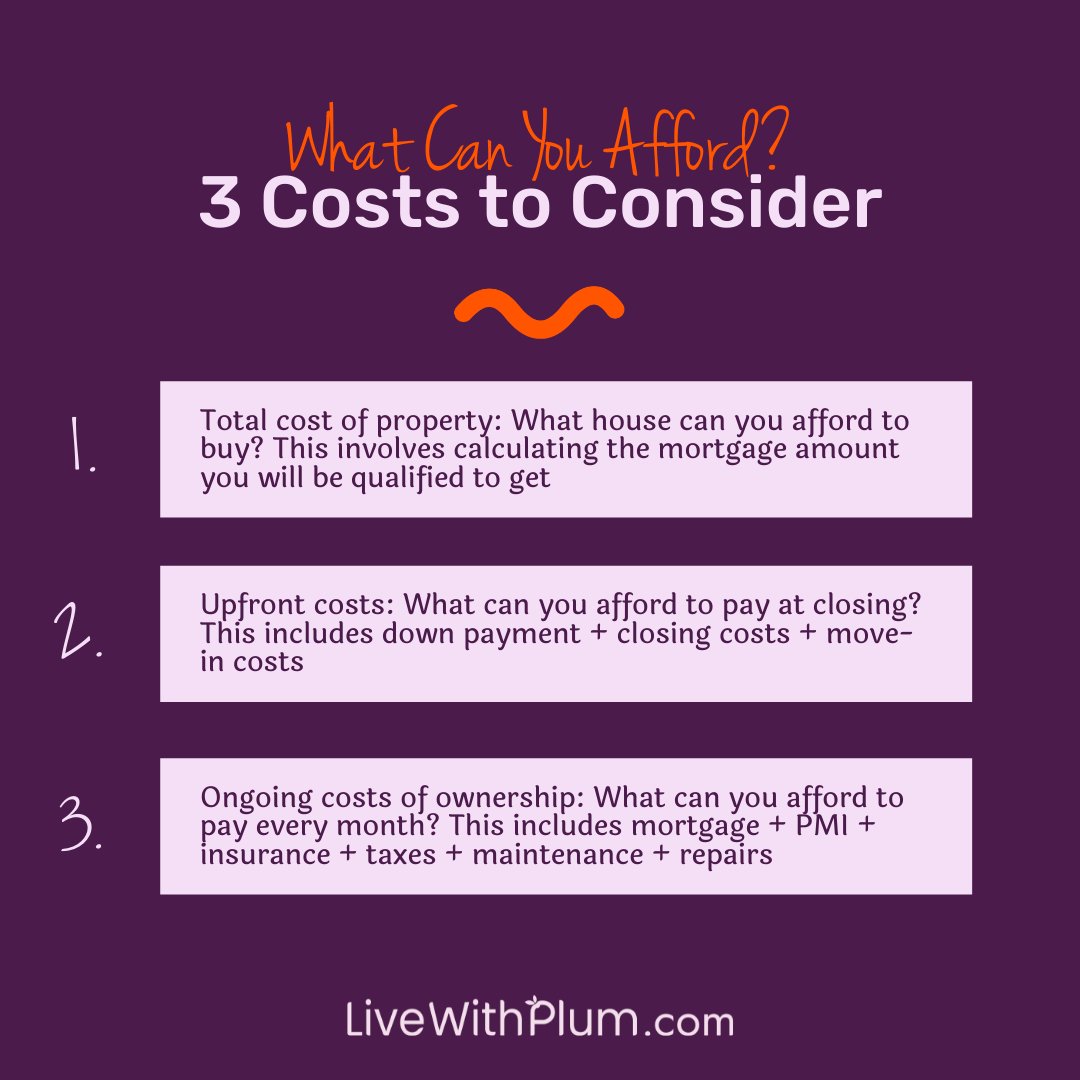 Before you start looking at places, it’s a great idea to figure out how much you can afford! 

Here are 3 costs to factor in to your calculations 🙌

SHARE &amp; SAVE for later 💜 

👉Link in bio for more on figuring out how much you can afford and all of our FREE resources!
