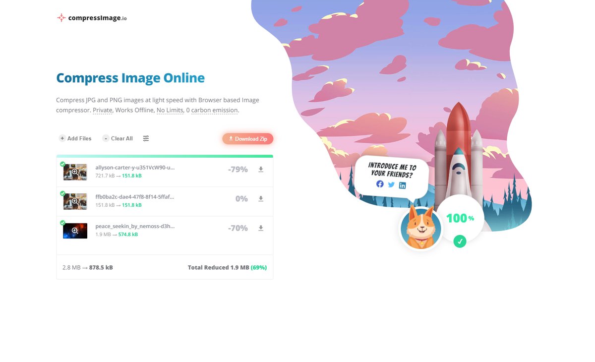 websurl's tweet photo. New submission : Offline Image Compressor
by Towfiq I @towfiqi
https://t.co/vYVPTmiuGK
#imagecompress #jpgimage #pngimage #imagecompressor #compressor #compressimage #reducesize #ImageSize #reduceimagesize https://t.co/zkeyUUasDC