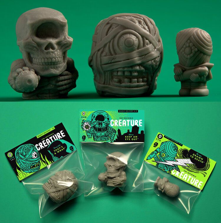 spankystokes's tweet photo. Deadly Delivery x Invisible Creature - Mascot 'Horror Heads' roto-resin timed release! https://t.co/dX6Vi8K8kA #ArtToy #DeadlyDelivery #InvisibleCreature #Resin #Retroband https://t.co/f5107CocaK