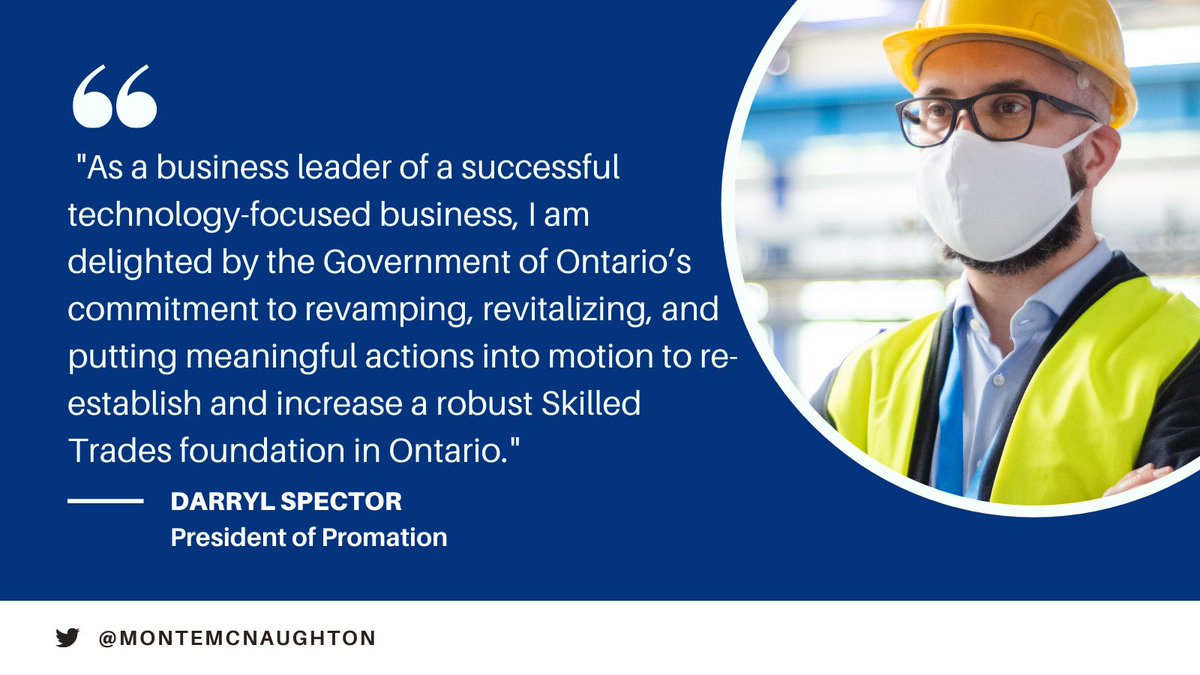 MonteMcNaughton's tweet photo. Always great to have the support of industry leaders like @DarrylSpector from @promationcanada. 

By modernizing the skilled trades and apprenticeship system, we’re making it easier for more people to explore and start rewarding careers in the trades. https://t.co/TvCcU8nAja