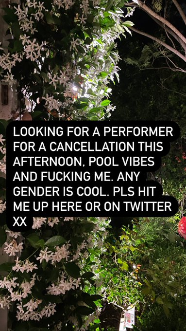 got a last minute cancellation looking for performers who are tested, u don&rsquo;t need a covid test for this