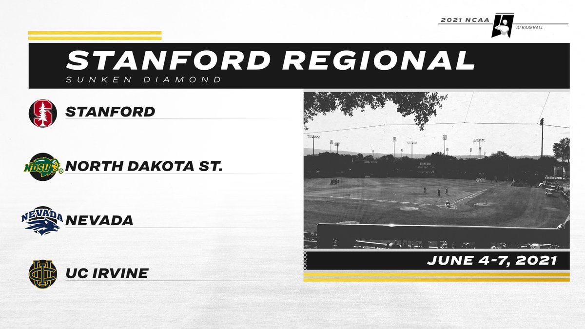 NCAABaseball's tweet photo. STANFORD REGIONAL

1️⃣ @StanfordBSB
2️⃣ @UCIbsb
3️⃣ @NevadaBaseball
4️⃣ @NDSUbaseball

#RoadToOmaha https://t.co/clJ9EnKZfw