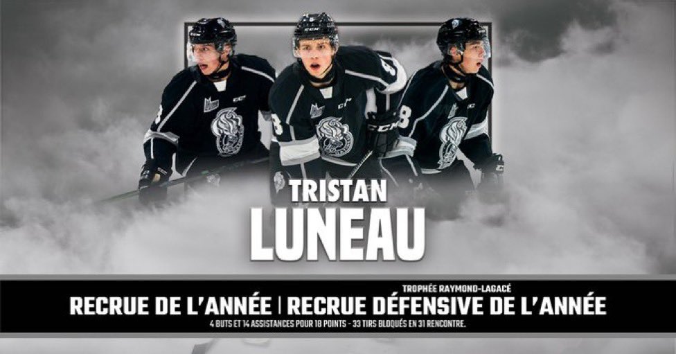 LouisRobitaille's tweet photo. Tellement fier de nos 2 jeunes joueurs Tristan Luneau et Antonin Verreault. Des honneurs amplement mérités. @OlympiquesGAT PROUD #rookieoftheyear @LHJMQ @chl https://t.co/xBTkGRjm0b