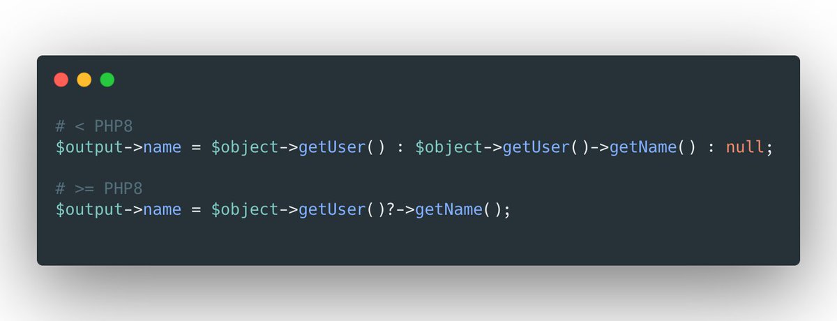 RT @JuanluGarciaB: The null safe operator

#PHP8 #tips #symfony https://t.co/Ch2jspp2yf