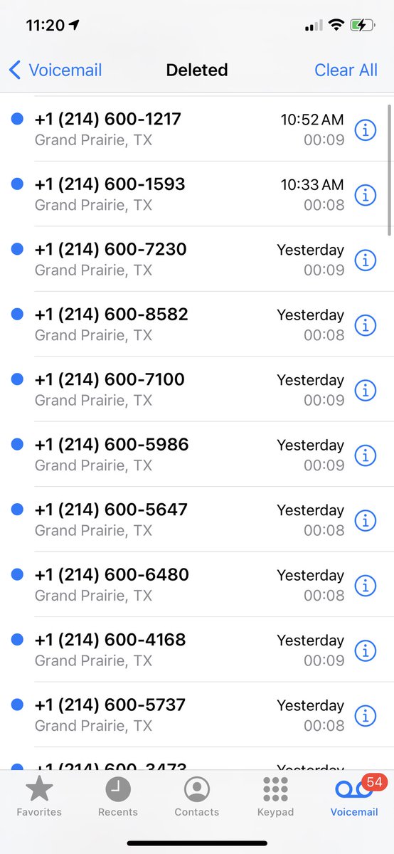 rhowltx's tweet photo. @ATT @FCC  the spam continues today - I now have 13 voice messages and counting on top of 20+ calls. Surely one the largest communications companies in the US and our government agency which regulates it can solve this intrusive, illegal behavior  which affects millions of people https://t.co/V13ZRxgoxt