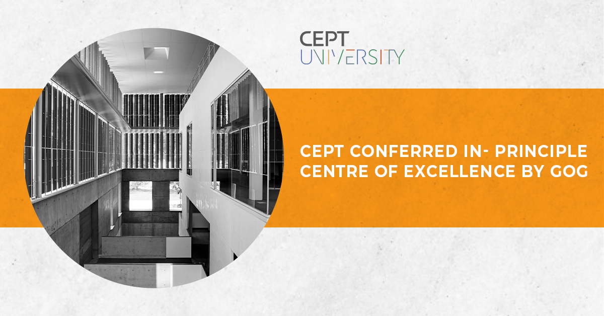 CEPTUniversity1's tweet photo. 𝗖𝗘𝗣𝗧 𝗖𝗼𝗻𝗳𝗲𝗿𝗿𝗲𝗱 𝗖𝗲𝗻𝘁𝗿𝗲 𝗼𝗳 𝗘𝘅𝗰𝗲𝗹𝗹𝗲𝗻𝗰𝗲

Government of Gujarat has taken an in-principle decision to grant the status of #CentreofExcellence (COE) to CEPT University. 

Read more here: https://t.co/xzHqyK1Skm

#excellence #eduction #research #University https://t.co/SMHrMwht5c
