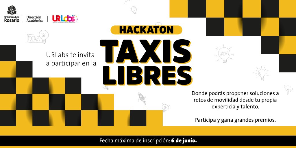 AdmonURosario's tweet photo. 🏆Participa en la hackathon de Taxis Libres y propón soluciones geniales en temas de movilidad. 🚕
🚙Conoce los detalles aquí: https://t.co/2zSrWL4skQ
#HackathonTaxisLibres
#URLabs https://t.co/NVBVGYtxGK