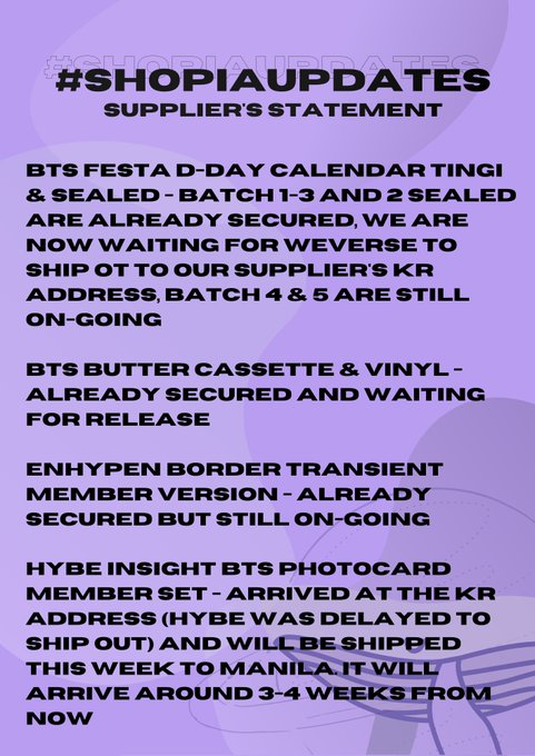 Shopia_ph's tweet photo. #ShopiaUpdates

Updates as of May 31, 2021

If you have further more questions, kindly slide to our dms with our concern format 😊 Thank you 😊 https://t.co/LTgwhlRiLU