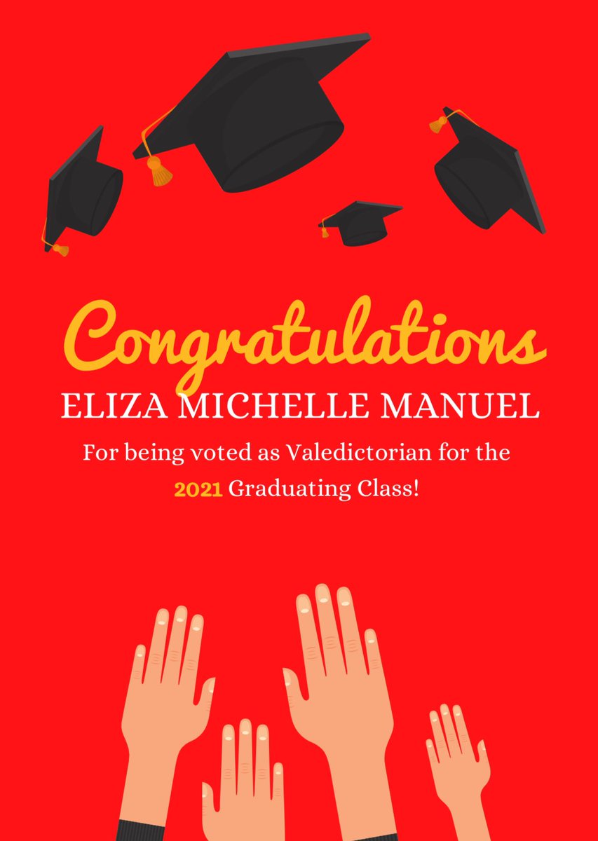 Congratulations to Eliza Manuel for her valedictorian win! And a big thank you to all of the other candidates who were in the running as well.