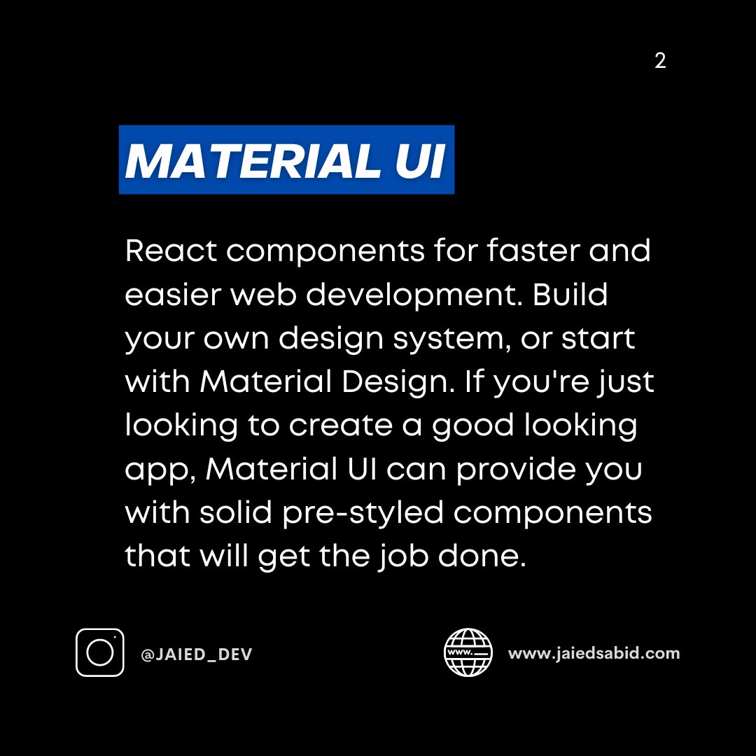 Jaiedsabid's tweet image. Did you hear about these top 5 front-end libraries for React JS?
see more on Instagram: instagram.com/jaied_dev/
#reactjs #frontend #reactlibraries