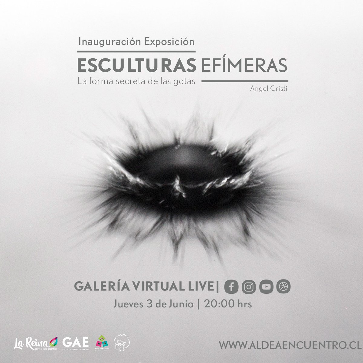 EncuentroAldea's tweet photo. Te invitamos a disfrutar de la Exposición Escultura efímera del Artista Angel Cristi, que se desarrollara a través de nuestra Galería Gae Virtual en vivo este jueves 3 de Junio a las 20:00 hrs.

Conéctate a la inauguración a través de nuestras plataformas Digitales

@MuniLaReina https://t.co/4w4aCYhNGK