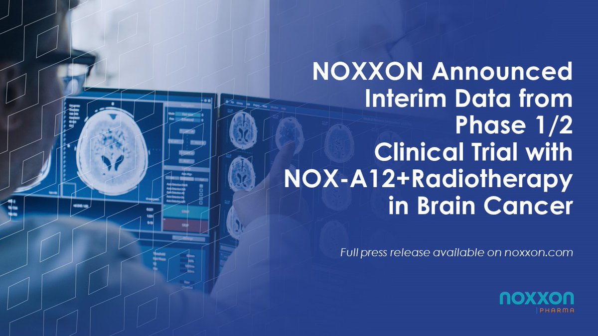 tme_pharma's tweet image. #NOXXON announced #PositiveResults from the 2nd cohort of ongoing Phase 1/2 trial with #NOXA12 + RT in #BrainCancer. 5 of 6 patients showed reductions in #tumor size &amp;amp; 2 patients achieved objective responses. Full PR: is.gd/WhDo2B