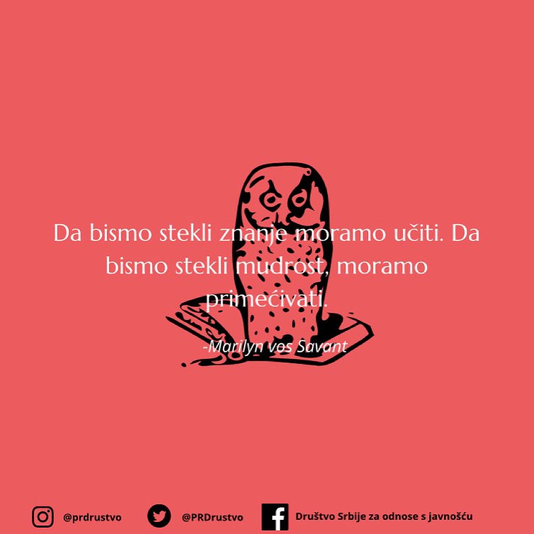 👉 Marilyn vos Savant o znanju i mudrosti.
•••••••••••••••••••••••••••••••••••••••
#how2pr #komunikacija2021 #dsoj #pr