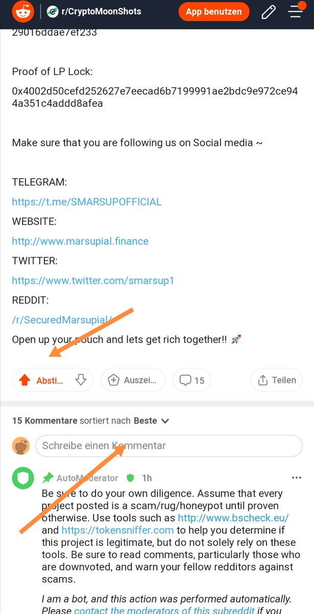 ⁣Reddit - We need your help Buckaroos 🦘

GO VOTE AND COMMENT 👀

reddit.com/r/CryptoMoonSh…

100 done 🟢🤪
Let's get 200 🔴

#smarsup #kishu #SAFEMOON #ElonMusk #BSCGem #dogecoin #FEGtoken #bonfire #ShibaSwap #cryptocurrency #Kishu_Inu #BSCGem #Airdrop #BSC #pancakeswap #SHIB