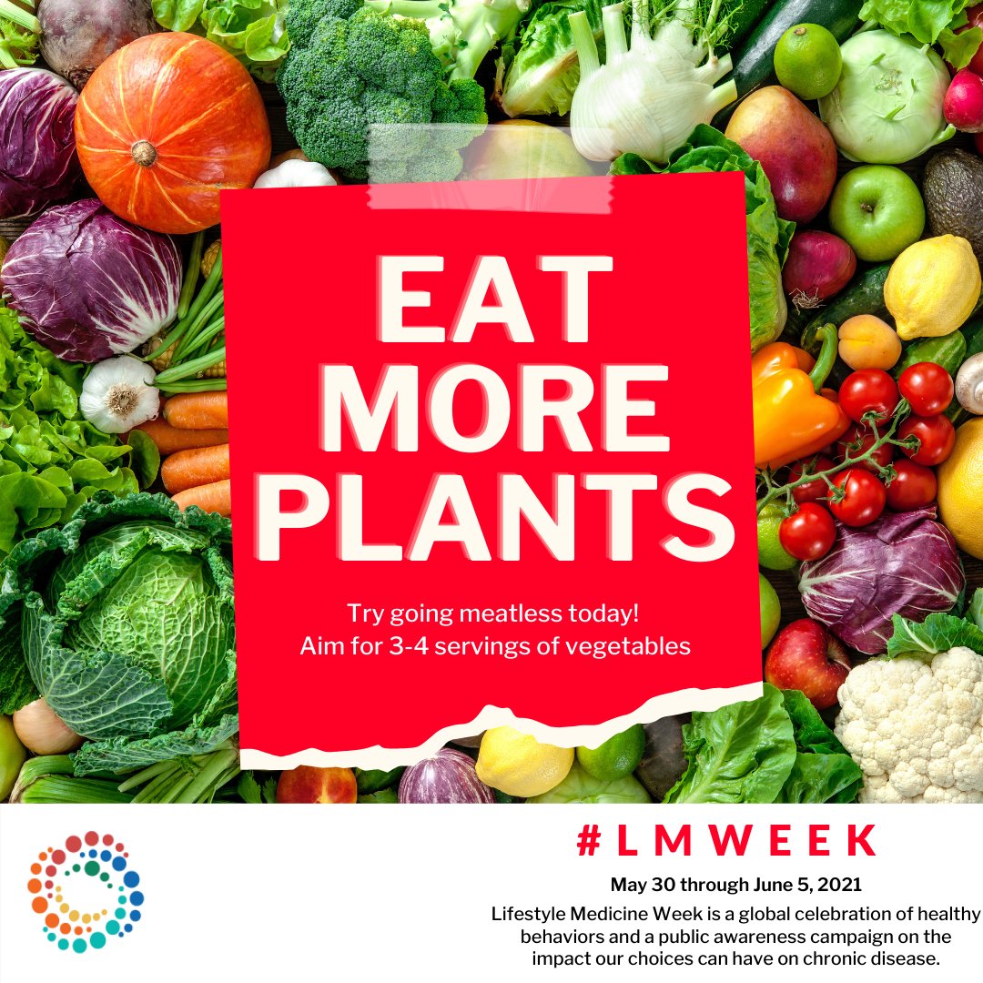 Happy #LMWeek! 

Join today's (#Monday) #nutrition challenge: 
Eat More Plants!
@ISLifeMedicine 

@ACLifeMed @LifeMedGlobal @HMSLifestyleMed @BethFratesMD @LifeElementZ 

@sandeepvarma15  @ajunsonu @poojavarma2305