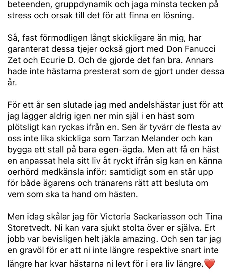 Som vanligt är jag idag Elitlopps-bakis. Jag sammanfattar helgen genom en hyllning till Victoria Sackariasson och Tina Storetvedt.