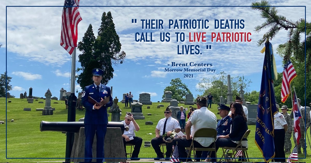 BrentCenters's tweet photo. Honored to be the KeyNote speaker at the Village of Morrow’s Memorial Day Ceremony. https://t.co/FYsFHfhcBB
