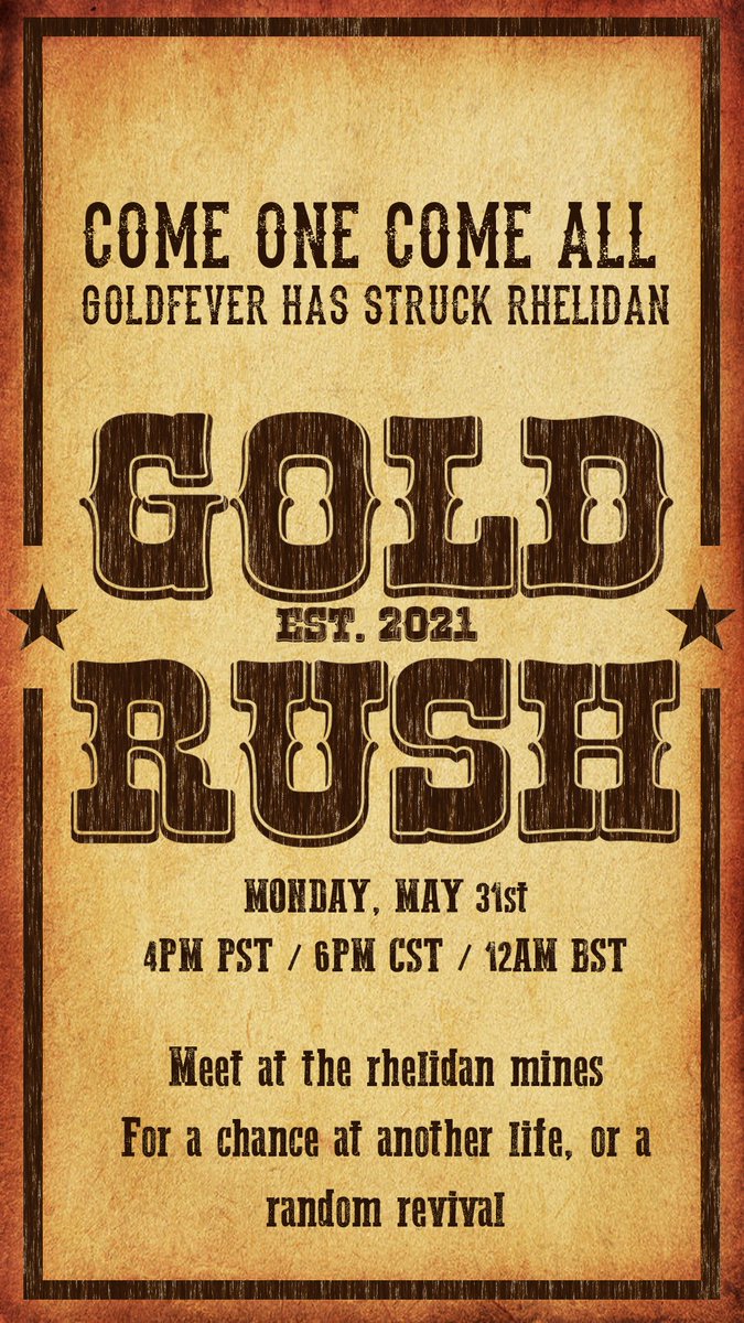 GOLD RUSH EVENT HAPPENING IN HALF AN HOUR!!!