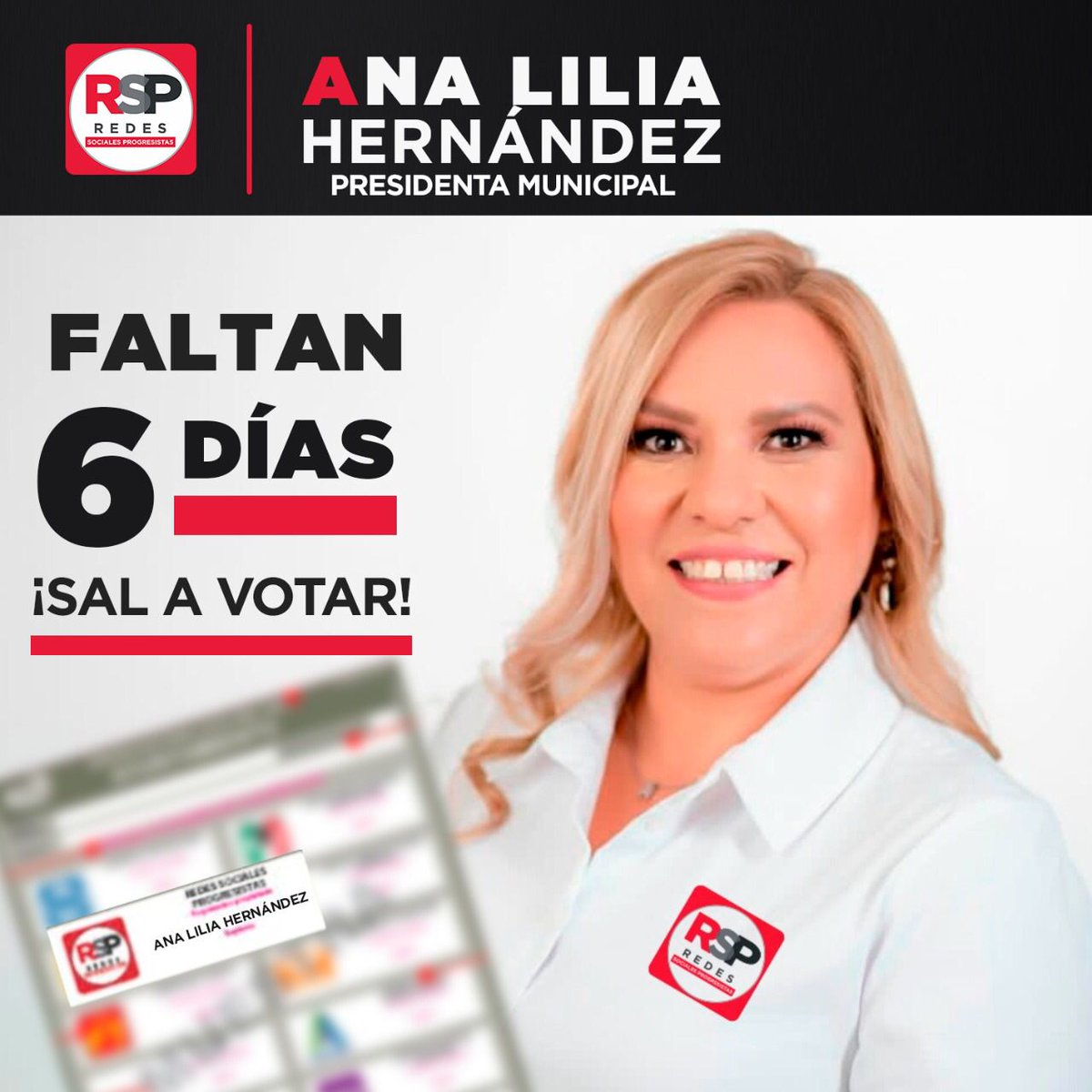 Sucesosenlinea's tweet photo. "Si quieres obtener resultados diferentes ya no votes por los políticos de siempre porque obtendrás los mismos resultados o peores que los que hasta hoy hemos obtenido. Vota #RSP":Ana Lilia Hernandez 
#Cajeme https://t.co/Mr9RtubNZk