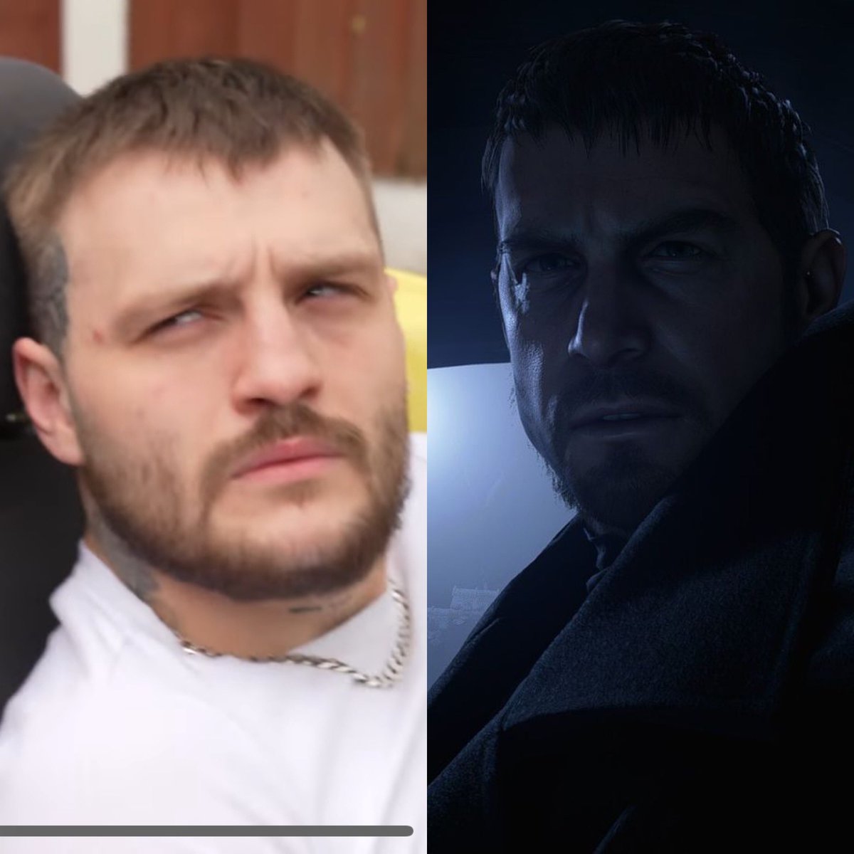 AkaBradd's tweet photo. @JayFromTGF @RomellHenryTgf bro looks like Chris from resident evil 8☠️☠️ https://t.co/hWMQ9VfOzE