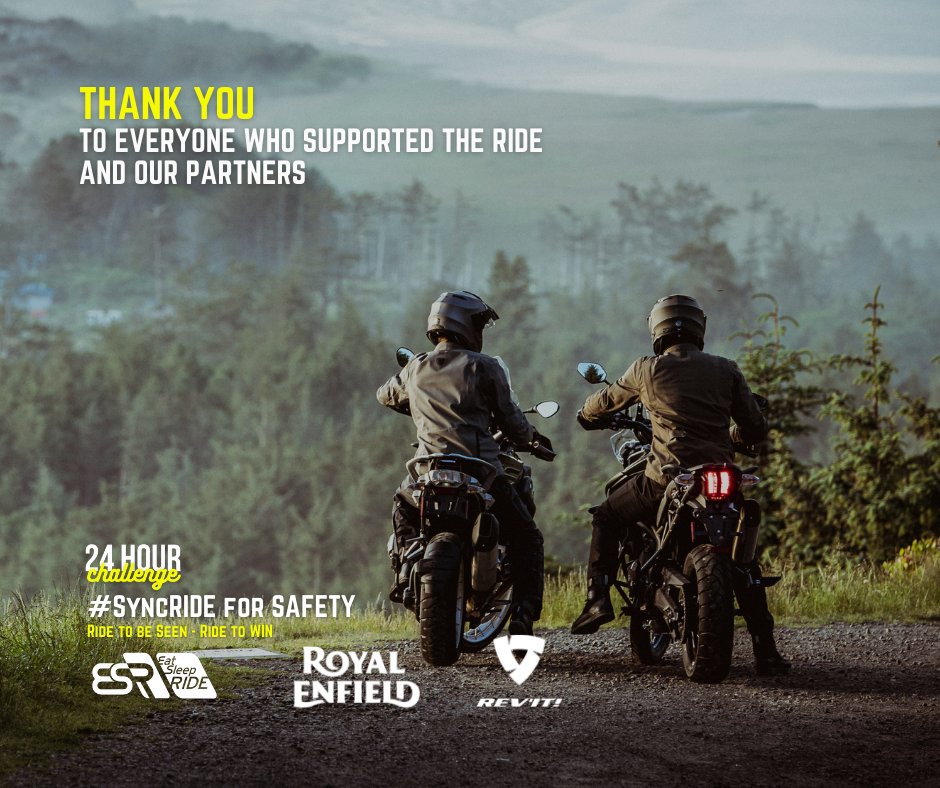 EatSleepRIDE's tweet image. 2021 SyncRIDE for Safety is a Wrap! Together, we rode the distance to be *seen*, totalling over 34,000 miles, in 57 countries. Thank you! Winners will be drawn and notified very shortly! Good luck ✌️

#SyncRIDE #EatSleepRIDE #ESRapp #ATGATT #revitriders #royalenfield