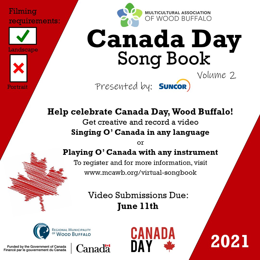 Canada Day Songbook Now Open for Submissions

Deadline to submit videos: June 11, 2021. Please visit MCA’s website at mcawb.org/virtual-songbo… to register and for more information. 

Media inquiries may be directed to Ashley Makey at communications@mcawb.org