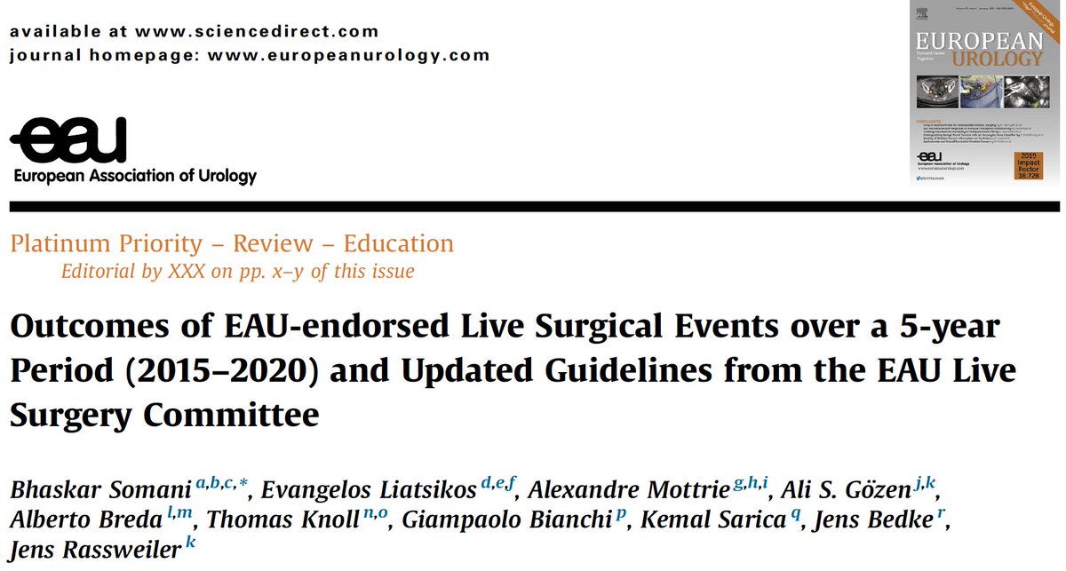 EAU Live-semi live surgery guidelines. Some strong opinions I am sure, share your views...<a href="/Uroweb/">European Association of Urology (EAU)</a> <a href="/UrowebESU/">European School of Urology (EAU ESU)</a> <a href="/eauesut/">European Section of Uro-Technology (ESUT)</a> <a href="/EauPatient/">EAU Patient Information</a> <a href="/eauyoungurology/">EAU Young Urologists</a> <a href="/EAUYAUrology/">EAU Young Academics</a> <a href="/eau_yuo/">EAU Young Urologists</a> <a href="/EAU_Uroonco/">EAU Edu Platform UROONCO</a> <a href="/YAUEndourology/">YAU ENDOUROLOGY</a>. Thanks Prof Rassweiler, <a href="/evanliats/">EVANGELOS LIATSIKOS</a> <a href="/alexmottrie/">Alex Mottrie</a> <a href="/AliSerdarGozen/">AliSerdar Gözen</a> <a href="/AlbertoBreda1/">Alberto Breda</a>