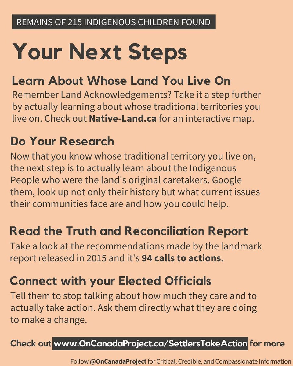Here is a brilliant recap from <a href="/oncanadaproject/">On Canada Project</a>   of the recent discovery at the former residential school and how we can educate ourselves moving forward. #onted #residentialschools #ResidentialSchool #unlearn