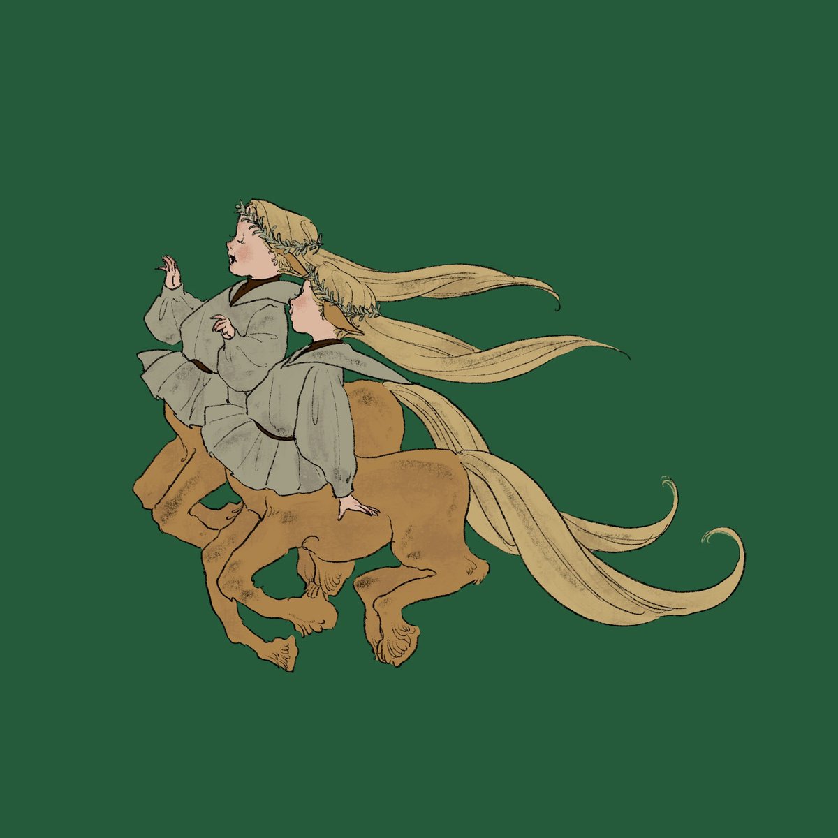 taur simple background green background long sleeves centaur long hair monster girl  illustration images