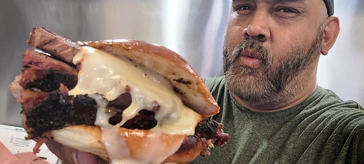 My Brisket con Queso sammich on the Harris County General Store Barbecue Co.  Menu.

#houbbq #texasbbq #eastendhouston