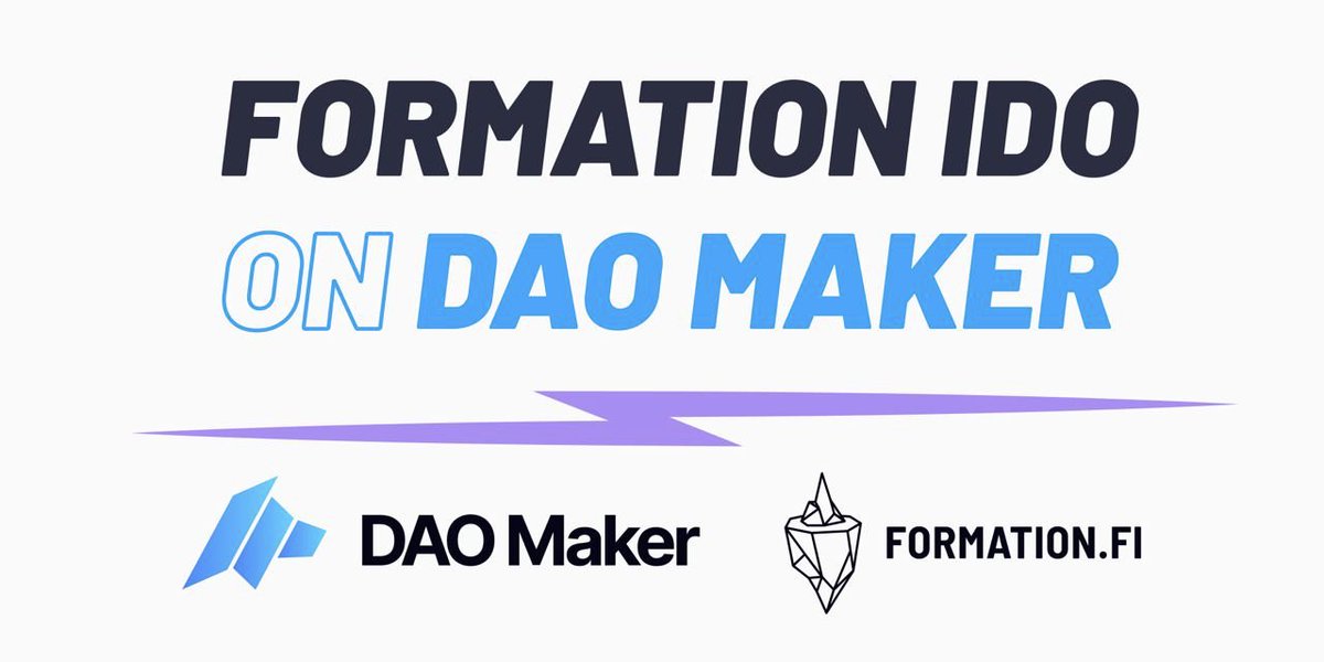 💎Yes, it's OFFICIAL!!!

🚀🚀Formation Fi will conduct IDO on DAO Maker!!! $FORM $DAO 

We will mark the end of yield chasing 👿 $ETH #Ethereum #BSC 

Read more about how to join 👇
formation-fi.medium.com/formation-fi-a…