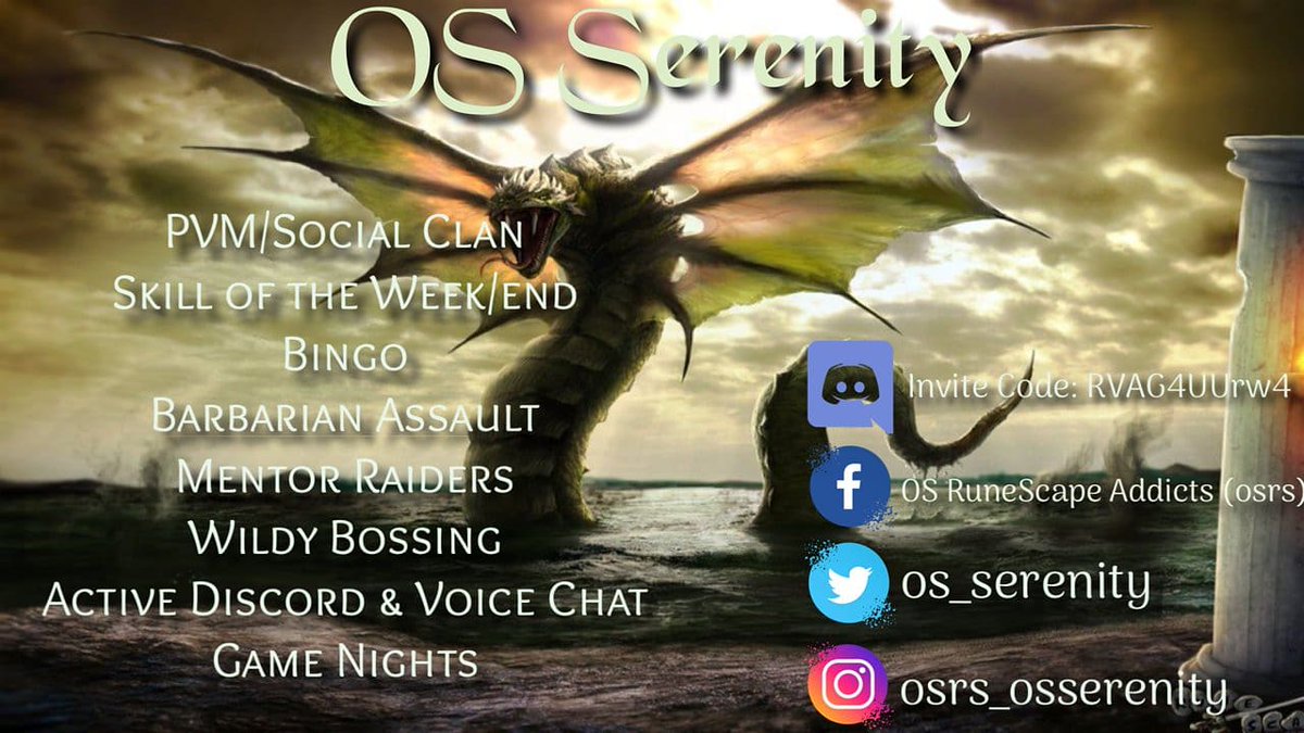Tired of celebrating alone and looking for people to celebrate your 99s and achievements with in OSRS? 

Come join OS Serenity!

#osrs #gaming #oldschoolrunescape #runescape #achievements #goals #celebtation #pvm #skilling #gamer #pog #mmo #fantasymmo #clan #gamingcommunity