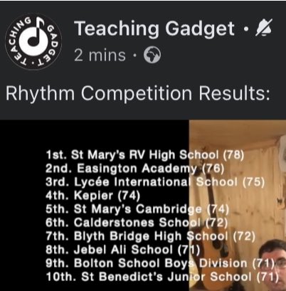 CaldiesMusic's tweet photo. Feeling extremely proud of our pupils. For a couple to be 6th out of 40,000 submissions is awesome! #greatachievement #superproud https://t.co/DkNNGFzP0y