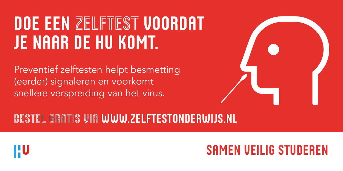 Vraag gratis zelftests aan en doe een test voordat je naar de HU komt. 👉
#samenveiligstuderen
#hierkomtallessamen