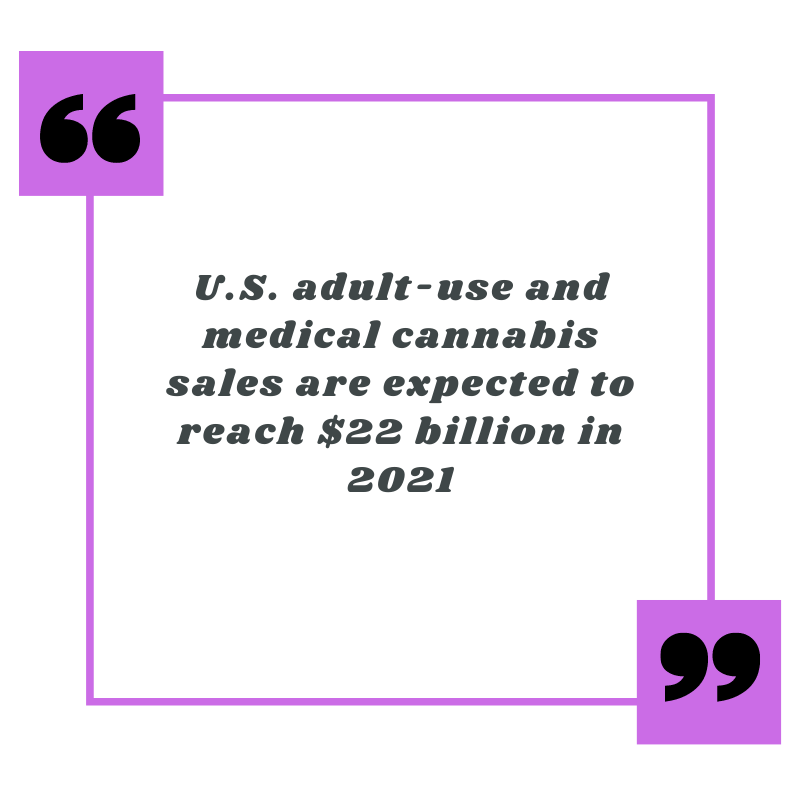 IndicativeM's tweet photo. According to the Marijuana Business Factbook by Marijuana Business Daily, U.S. adult-use and medical cannabis sales in 2021 are expected to reach at least $22 billion and could reach $45.9 billion in annual sales by 2025! #cannabis https://t.co/DjPlINcu7e