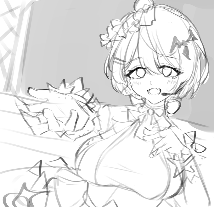 どっちか描きます、並行作業で叡智絵とどーら様リメイク進めナス🍆 