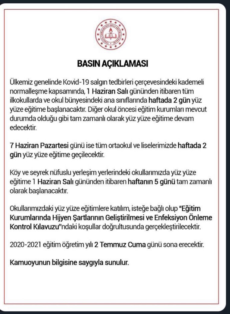 tufekciyusuf's tweet photo. Yarın itibariyle ilkokul öğrencilerimiz, 7 Haziran Pazartesi’den itibaren ise ortaokul ve lise öğrencilerimiz için haftada iki gün yüz yüze eğitime başlıyoruz. @tcmeb @TC_kkalevalilik @kirikkalemem https://t.co/BRJai9OuM7