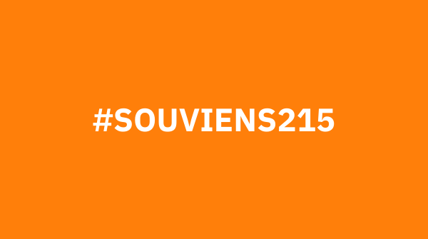 Joignez-vous à nous pour un moment de silence à 14 h 15 en souvenir des 215 enfants autochtones retrouvés par la Première Nation Tk'emlúps te Secwépemc. #215enfants