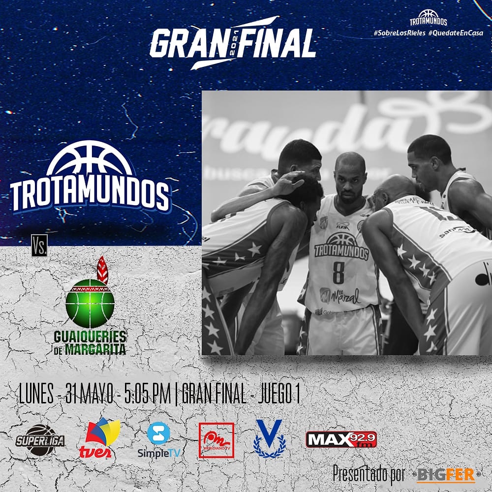 trotamundosbbc1's tweet photo. ¡A BUSCAR EL TÍTULO! 💪🏆

Iniciamos la #GranFinal de la @SuperligaVen contra @GuaiqueriesBBC_ 🔥

⏲ 5:05 p.m.
📺 @MeridianoTV @SimpleTVVE  @venevision @TVES_AlDia 
💻 Superliga TV en @YouTube 
📻 @maxfm929radio 

Presentado por: @CBigfer 🔩🔧🔨

#SobreLosRieles #Superliga https://t.co/9067mf5H0r