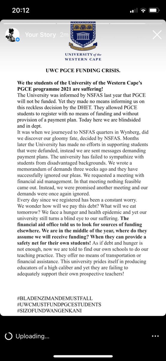 SalizwaMdoda1's tweet photo. Uwc is not taking is serious uwc must fund us https://t.co/TycnEoJXEz