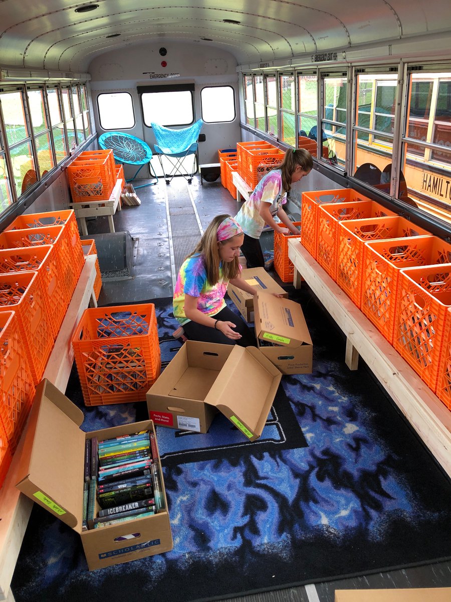 hhmslmc's tweet photo. Organizing and deciding which books make the maiden voyage! #huskiesread https://t.co/o8VqkYUoar