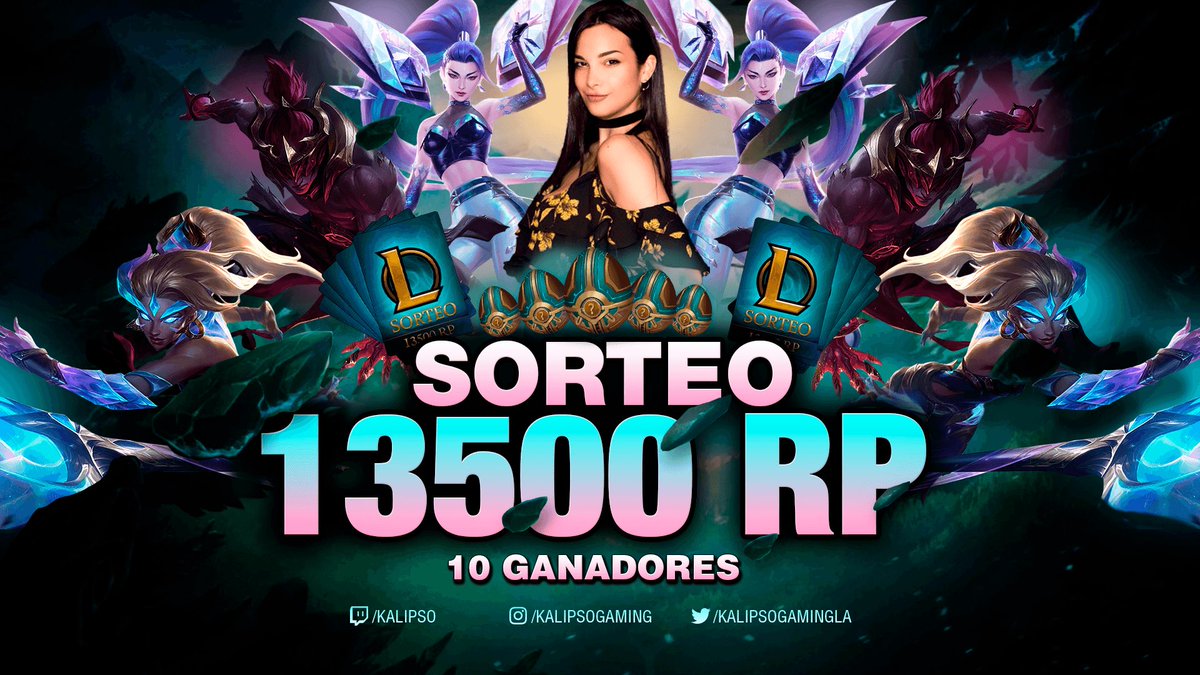 💥🎁 MEGA SORTEO: 13500 RP 🎁💥
¡Gánate la skin que siempre quisiste de LoL o TFT de hasta 1350RP! 

- Seguirme (<a href="/kalipsogamingla/">Kalipso</a> )
⁃ Dale Me gusta y RT al post
⁃ Comenta qué skin te gustaría ganar*
⁃ Menciona a un amigo que también quiera este sueño**

❤️ ÉXITOS A TODOS ❤️