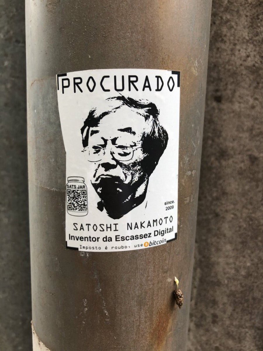LibStreetArt's tweet photo. Procurado :Satoshi nakamoto, inventor da escassez digital #Bitcoin https://t.co/66BXUvtq9t